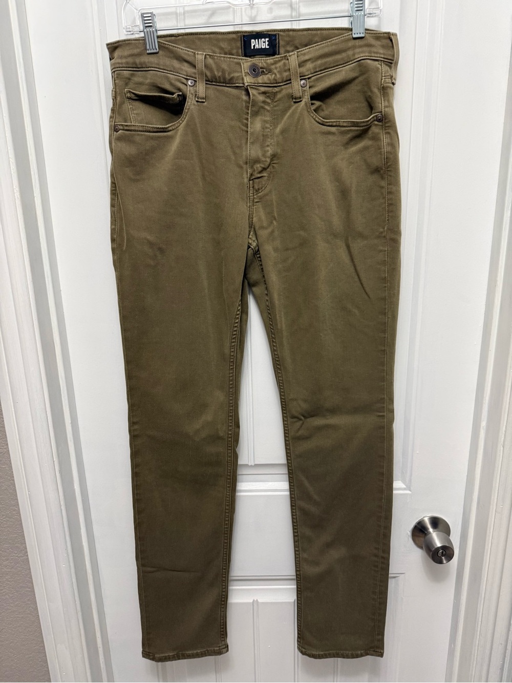 Paige Olive Green Men’s Slim Straight Jeans Denim Size 32 (53-1)
